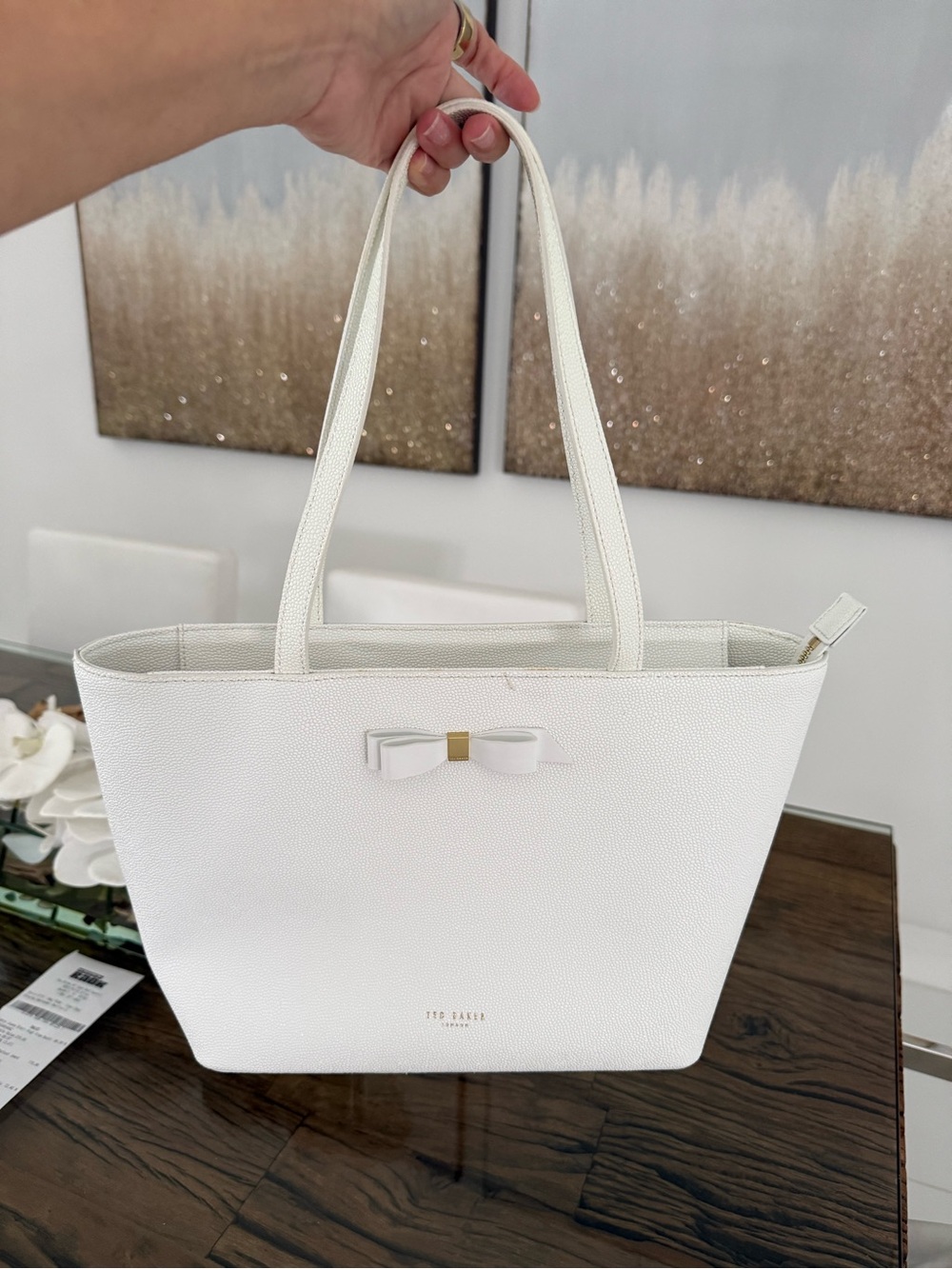 Ted Baker White Saffiano Bow Tote
